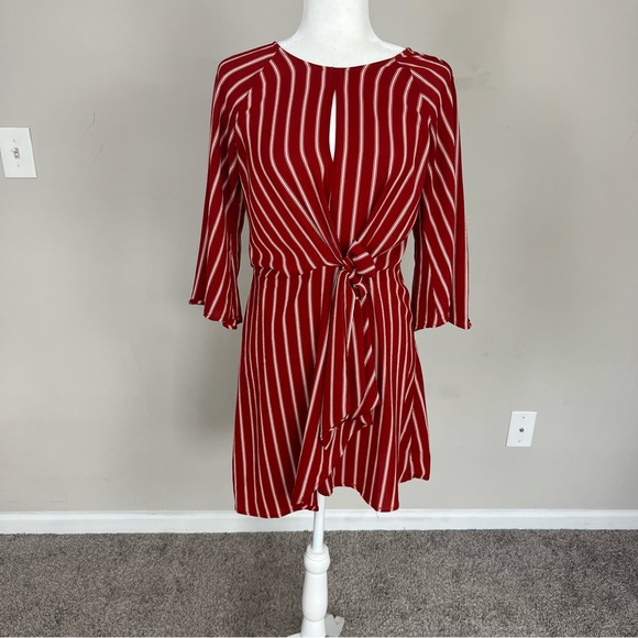 GYPSIES AND MOONDUST STRIPED MINI DRESS SIZE MEDIUM IN RED - Picture 13 of 16